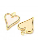 Corazón (14). Aleación + Zirconia + Shell. Baño 18KGold. 21x15x2 mm. 3 mm arandela. 1 unidad. Corazón (14). Aleación + Zirconia + Shell. Baño 18KGold. 21x15x2 mm. 3 mm arandela. 1 unidad.