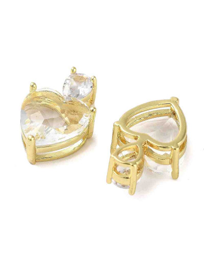 Corazón (15). Aleación+Zirconia. Baño 18KGold. 20x13x9 mm. 5x1,8 mm perforación.1 unidad.