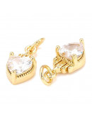 Corazón (16). Aleación+Zirconia. Baño 18KGold. 14x7x4 mm. 3 mm arandela. 1 unidad. Corazón (16). Aleación+Zirconia. Baño 18KGold. 14x7x4 mm. 3 mm arandela. 1 unidad.