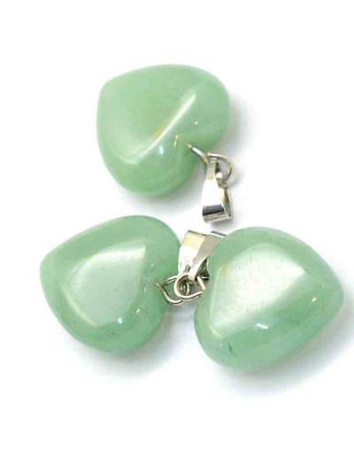Aventurina Verde. Corazón. Aleación de cobre. Color plateado. 18x17x6 mm. 2x7 mm cierre. 1 ud.