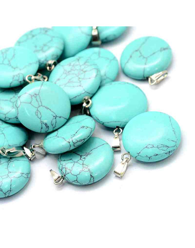 Turquesa sintética. Moneda. Aleación de cobre. Color plateado. 22x7 milímetros. 2x7 mm cierre. 1 ud.