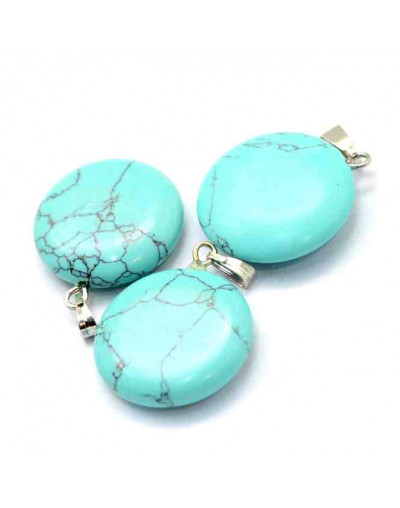 Turquesa sintética. Moneda. Aleación de cobre. Color plateado. 22x7 milímetros. 2x7 mm cierre. 1 ud.