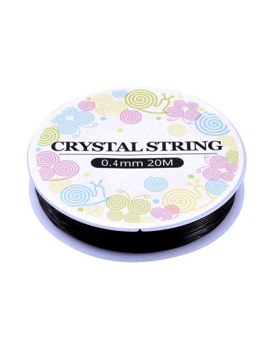 Hilo elástico. Color negro. 0,4 mm diámetro. 20 metros carrete. 1 carrete.