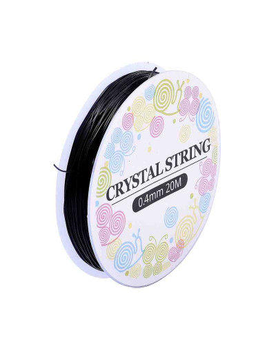 Hilo elástico. Color negro. 0,4 mm diámetro. 20 metros carrete. 1 carrete.