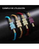 Cadena regulable para pulsera. Algodón. RED. Pin con rosca. Baño 18KGold.. 230x3 mm. 1 ud.