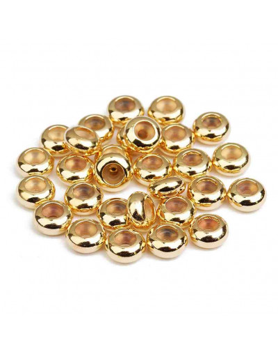 Donut de ajuste. Aleación de cobre. Baño 18K Gold. 8 mm diámetro. 3 mm perforación silicona. 4 uds.