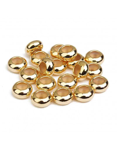 Donut de ajuste. Aleación de cobre. Baño 18K Gold. 8 mm diámetro. 3 mm perforación silicona. 4 uds.