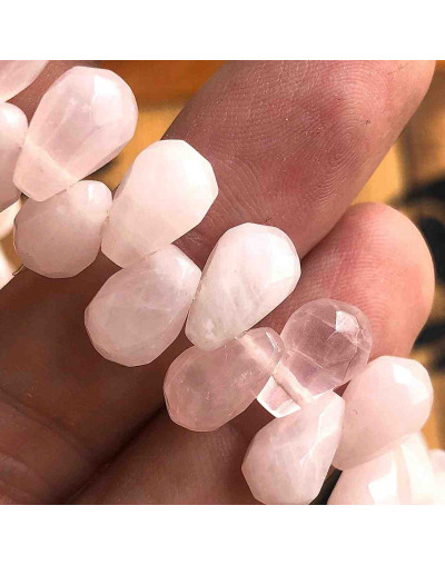 Cuarzo Rosa. Gota Faceteada. Perforación horizontal. 8x12 milímetros. 1 mm perforación. 1 ud.