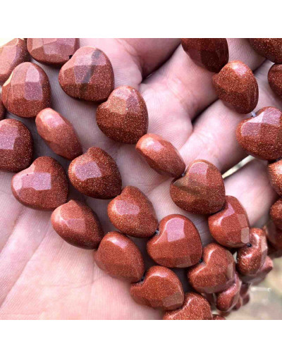 Aventurina Café. Corazón (3). Faceteado. 15x8 milímetros. 1 mm perforación. 1 unidad.