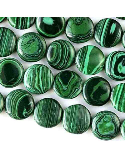 Malaquita Sintética. Moneda. 16x6 milímetros. 1 mm perforación. 1 unidad.