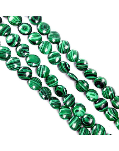 Malaquita Sintética. Moneda. 16x6 milímetros. 1 mm perforación. 1 unidad.