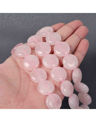 Cuarzo Rosa. Moneda. 16x6 milímetros. 1 mm perforación. 1 unidad.