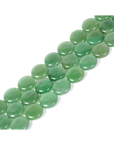 Aventurina Verde. Moneda. 16x6 milímetros. 1 mm perforación. 1 unidad.