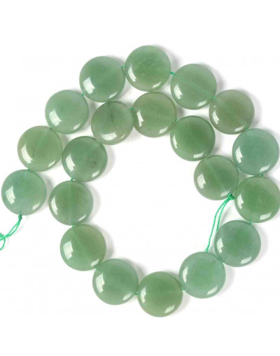 Aventurina Verde. Moneda. 16x6 milímetros. 1 mm perforación. 1 unidad.