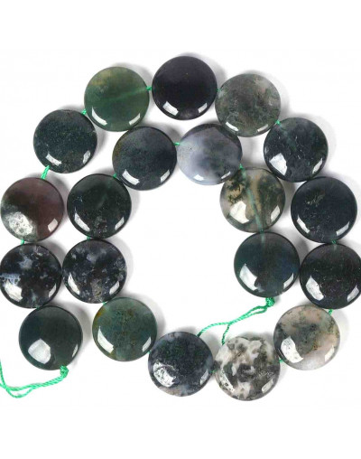 Agata Musgosa. Moneda. 16x6 milímetros. 1 mm perforación. 1 unidad.