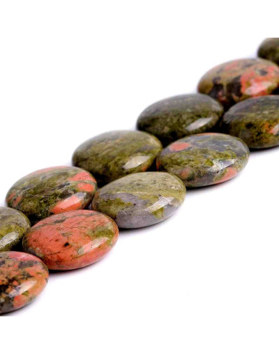 Unakite. Moneda. 16x6 milímetros. 1 mm perforación. 1 unidad.