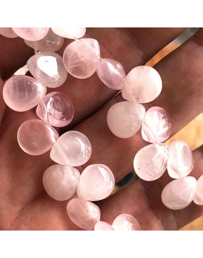 Cuarzo Rosa. Gota. Perforación horizontal. 10x12 milímetros. 1 mm perforación. 1 unidad.