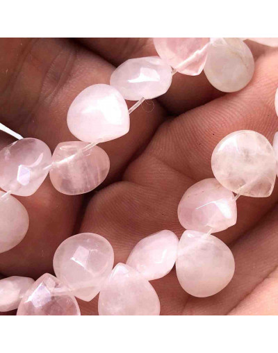 Cuarzo Rosa. Gota Faceteada. Perforación horizontal. 10x12 milímetros. 1 mm perforación. 1 unidad.