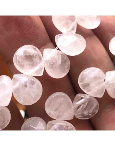 Cuarzo Cristal. Gota Faceteada. Perforación horizontal. 10x12 milímetros. 1 mm perforación. 1 ud.