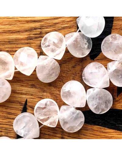 Cuarzo Cristal. Gota Faceteada. Perforación horizontal. 10x12 milímetros. 1 mm perforación. 1 ud.