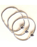 Cadena pulsera. Tipo Pandora. Aleación de cobre. Baño Platino. 180 mm longitud. 1 unidad.