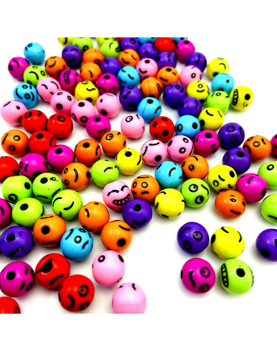 Emoji. Esfera varios colores. 8 milímetros diámetro. 1,5 mm perforación. 100 unidades aproximado.