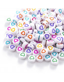 Corazón varios colores. Moneda blanca. 7 milímetros lado. 1,5 mm perforación. 100 uds aproximado.