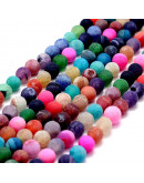 Agata. Varios colores (2). Frost. 04 mm diámetro. 1 mm perforación. 90 unidades hilo (aproximado).