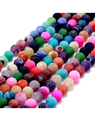 Agata. Varios colores (2). Frost. 04 mm diámetro. 1 mm perforación. 90 unidades hilo (aproximado).