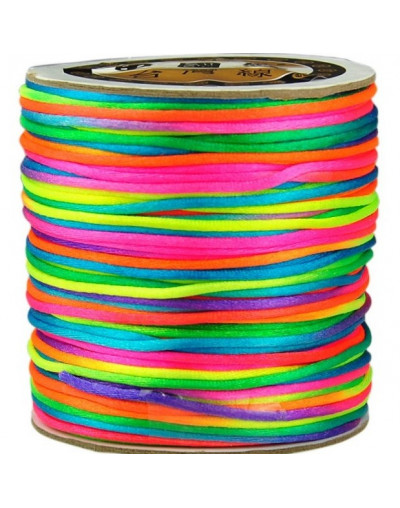 Cordón de nylon. Acabado satén. 2 milímetros grosor. Color: COLORFULL. 5 metros.