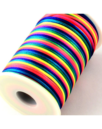 Cordón de nylon. Acabado satén. 2 milímetros grosor. Color: COLORFULL. 5 metros.