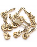 Guitarra eléctrica. Aleación de cobre. Color dorado. 31x11x2 mm. 2 mm perforación. 5 unidades. Guitarra eléctrica. Aleación de cobre. Color dorado. 31x11x2 mm. 2 mm perforación. 5 unidades.
