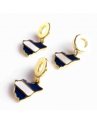 Nicaragua Mapa. Pandora Charm. Aleación Cobre. Baño 18K Gold. 15x12x2 mm. 5 mm perforacion. 1 ud.