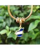 Nicaragua Mapa. Pandora Charm. Aleación Cobre. Baño 18K Gold. 15x12x2 mm. 5 mm perforacion. 1 ud.