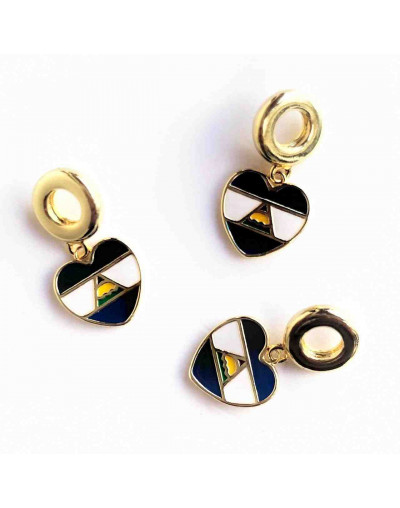 Nicaragua Corazón. Pandora Charm. Aleación Cobre. Baño 18KGold. 12x12x2 mm. 5 mm perforacion. 1 ud.