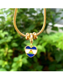 Nicaragua Corazón. Pandora Charm. Aleación Cobre. Baño 18KGold. 12x12x2 mm. 5 mm perforacion. 1 ud.