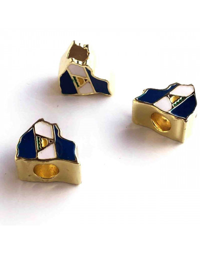 Nicaragua Mapa. Pandora Charm. Aleación Cobre. Baño 18KGold. 13x11x7 mm. 5 mm perforacion. 1 ud.