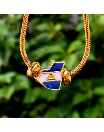 Nicaragua Mapa. Pandora Charm. Aleación Cobre. Baño 18KGold. 13x11x7 mm. 5 mm perforacion. 1 ud.