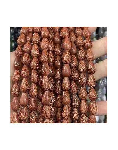 Aventurina Café. Gota. Perforación vertical. 12x8 milímetros. 1 mm perforación. 1 unidad.