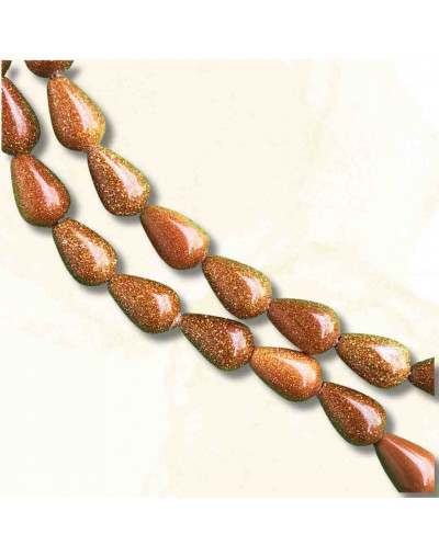 Aventurina Café. Gota. Perforación vertical. 12x8 milímetros. 1 mm perforación. 1 unidad.