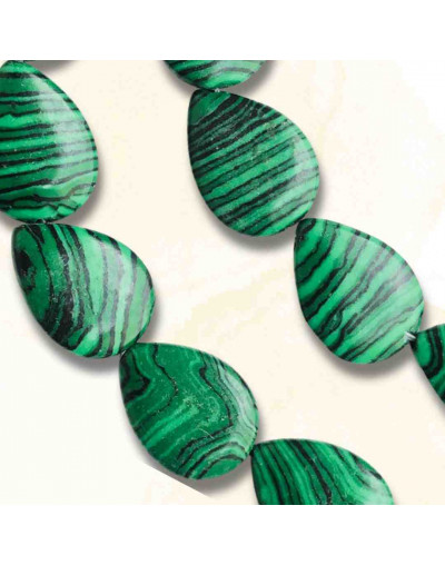 Malaquita Sintética. Gota. Perforación vertical. 18x13 milímetros. 1 mm perforación. 1 unidad.