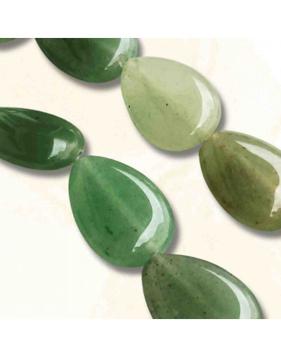 Aventurina Verde. Gota. Perforación vertical. 18x13 milímetros. 1 mm perforación. 1 unidad.