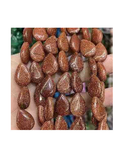 Aventurina Café. Gota. Perforación vertical. 18x13 milímetros. 1 mm perforación. 1 unidad.