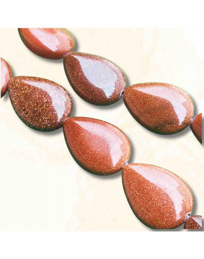 Aventurina Café. Gota. Perforación vertical. 18x13 milímetros. 1 mm perforación. 1 unidad.