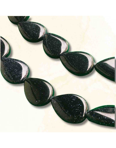 Aventurina Azul. Gota. Perforación vertical. 18x13 milímetros. 1 mm perforación. 1 unidad.