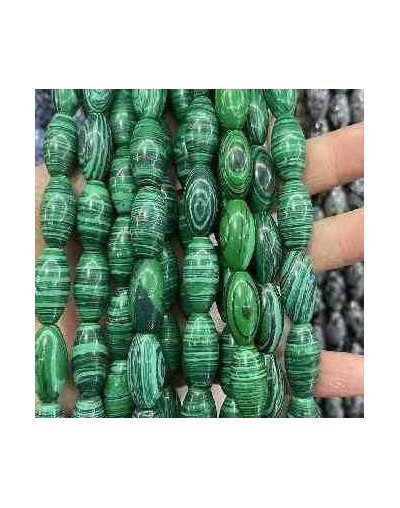 Malaquita Sintética. Barril. Perforación vertical. 20x10 milímetros. 1 mm perforación. 1 unidad.