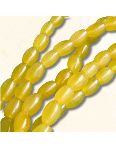 Calcedonia Teñida. Amarillo. Barril. 9x6 mm. 1 mm perforación. 40 uds hilo aprox. 1 hilo.