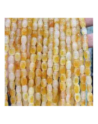 Calcedonia Teñida. Amarillo Multicolor. Barril. 9x6 mm. 1 mm perforación. 40 uds hilo aprox. 1 hilo.