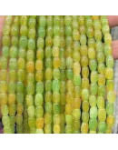 Calcedonia Teñida. Amarillo-Verde Mult. Barril. 9x6 mm. 1 mm perforación. 40 uds hilo aprox. 1 hilo.