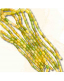 Calcedonia Teñida. Amarillo-Verde Mult. Barril. 9x6 mm. 1 mm perforación. 40 uds hilo aprox. 1 hilo.